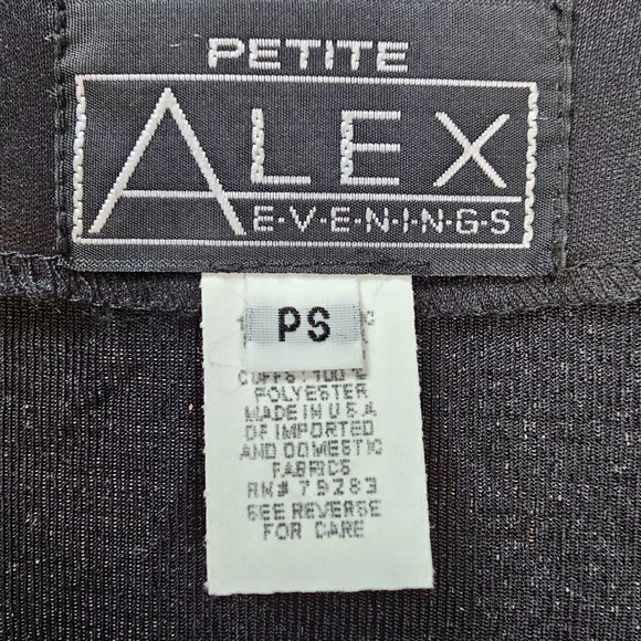 Vintage Alex Evenings Blouse Women's Petite Small Black Shimmery Wrap Top 80's - Picture 8 of 10